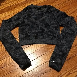Gym shark camo crop top, size M.